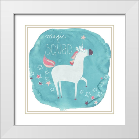 Magic Unicorn Squad III White Modern Wood Framed Art Print with Double Matting by Vess, June Erica
