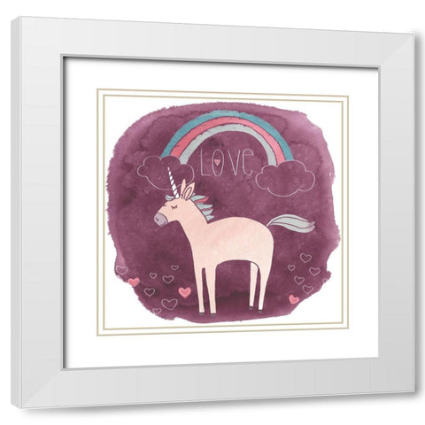 Magic Unicorn Squad IV White Modern Wood Framed Art Print with Double Matting by Vess, June Erica