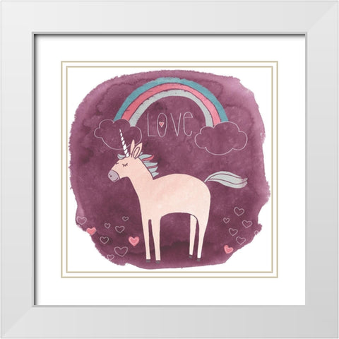Magic Unicorn Squad IV White Modern Wood Framed Art Print with Double Matting by Vess, June Erica