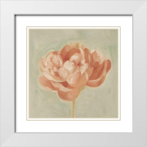 Spring Peony I White Modern Wood Framed Art Print with Double Matting by Scarvey, Emma