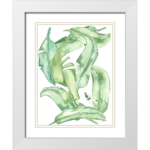 Green Paradise Palm I White Modern Wood Framed Art Print with Double Matting by Wang, Melissa