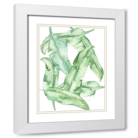 Green Paradise Palm II White Modern Wood Framed Art Print with Double Matting by Wang, Melissa