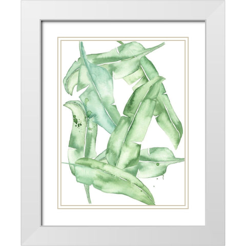Green Paradise Palm II White Modern Wood Framed Art Print with Double Matting by Wang, Melissa