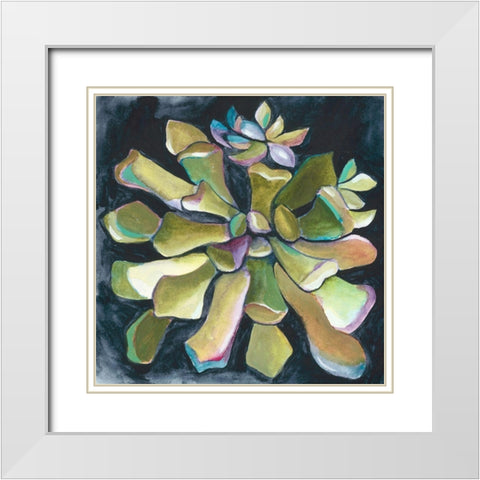 Succulent Rosette I White Modern Wood Framed Art Print with Double Matting by Zarris, Chariklia