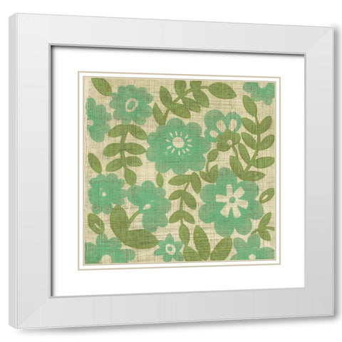 Verde Blossoms I White Modern Wood Framed Art Print with Double Matting by Zarris, Chariklia