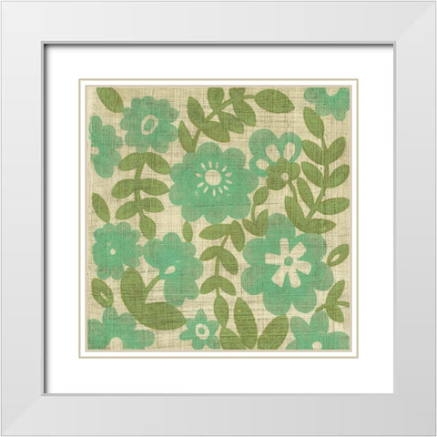 Verde Blossoms I White Modern Wood Framed Art Print with Double Matting by Zarris, Chariklia