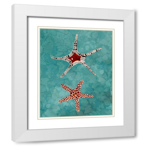 Twin Starfish I White Modern Wood Framed Art Print with Double Matting by Ludwig, Alicia