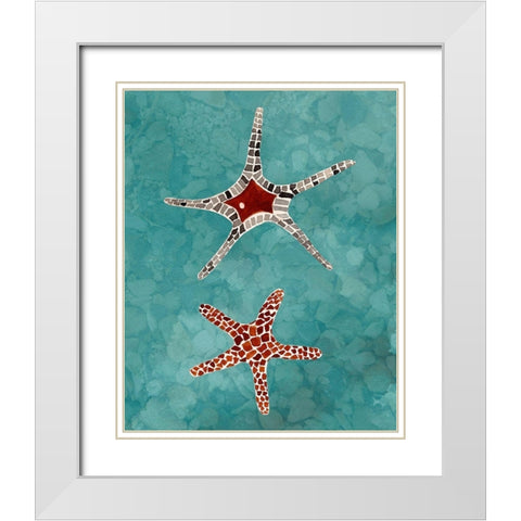 Twin Starfish I White Modern Wood Framed Art Print with Double Matting by Ludwig, Alicia