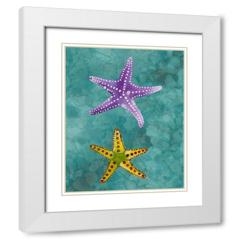 Twin Starfish II White Modern Wood Framed Art Print with Double Matting by Ludwig, Alicia