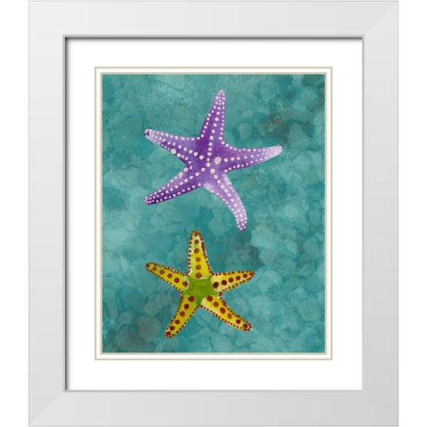 Twin Starfish II White Modern Wood Framed Art Print with Double Matting by Ludwig, Alicia