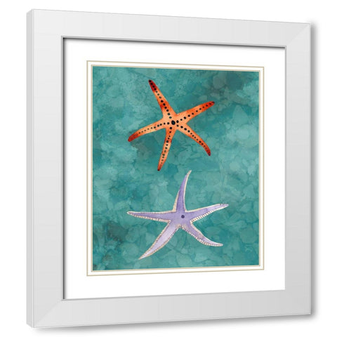 Twin Starfish III White Modern Wood Framed Art Print with Double Matting by Ludwig, Alicia