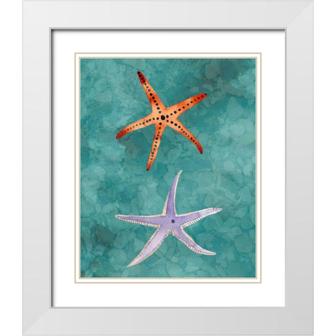 Twin Starfish III White Modern Wood Framed Art Print with Double Matting by Ludwig, Alicia
