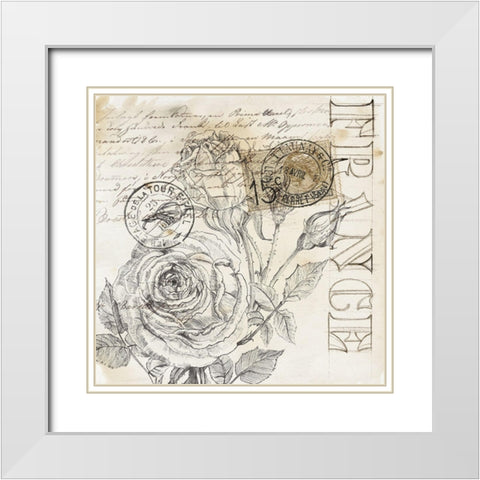 Rose Romance III White Modern Wood Framed Art Print with Double Matting by Parker, Jennifer Paxton