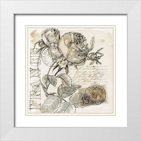 Rose Romance IV White Modern Wood Framed Art Print with Double Matting by Parker, Jennifer Paxton