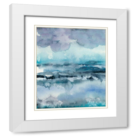 Blue Tide I White Modern Wood Framed Art Print with Double Matting by Zarris, Chariklia