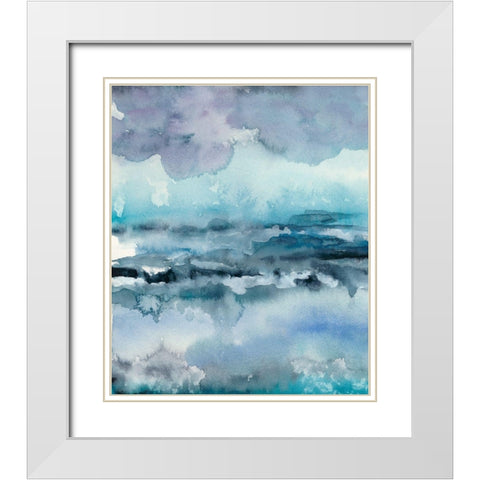 Blue Tide I White Modern Wood Framed Art Print with Double Matting by Zarris, Chariklia