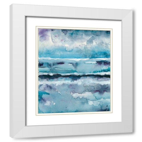 Blue Tide II White Modern Wood Framed Art Print with Double Matting by Zarris, Chariklia