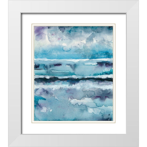 Blue Tide II White Modern Wood Framed Art Print with Double Matting by Zarris, Chariklia