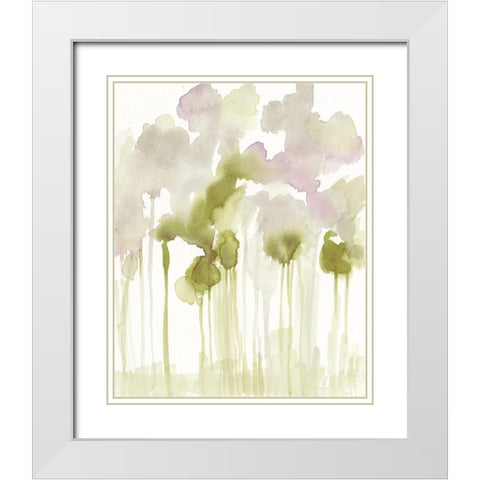 Aquarelle Forest I White Modern Wood Framed Art Print with Double Matting by Goldberger, Jennifer