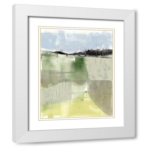 Sage Field I White Modern Wood Framed Art Print with Double Matting by Goldberger, Jennifer