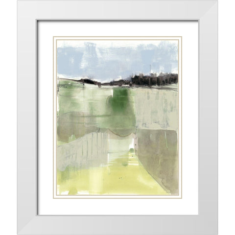 Sage Field I White Modern Wood Framed Art Print with Double Matting by Goldberger, Jennifer