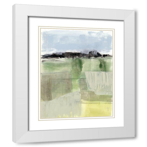 Sage Field II White Modern Wood Framed Art Print with Double Matting by Goldberger, Jennifer