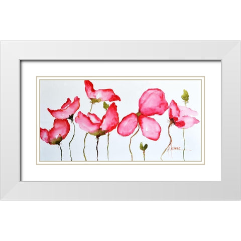 Horizontal Flores II White Modern Wood Framed Art Print with Double Matting by Herrera, Leticia