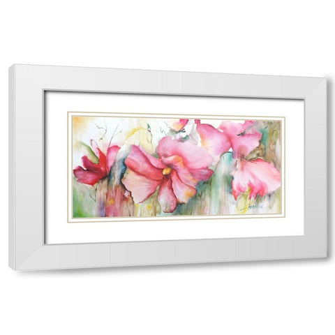Horizontal Flores III White Modern Wood Framed Art Print with Double Matting by Herrera, Leticia