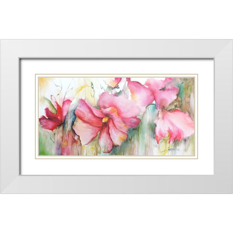 Horizontal Flores III White Modern Wood Framed Art Print with Double Matting by Herrera, Leticia
