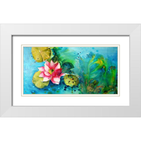 Horizontal Flores VI White Modern Wood Framed Art Print with Double Matting by Herrera, Leticia
