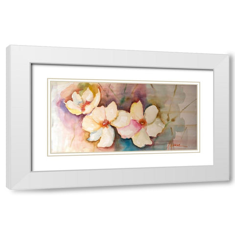 Horizontal Flores VII White Modern Wood Framed Art Print with Double Matting by Herrera, Leticia