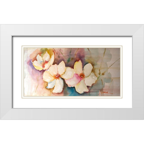Horizontal Flores VII White Modern Wood Framed Art Print with Double Matting by Herrera, Leticia