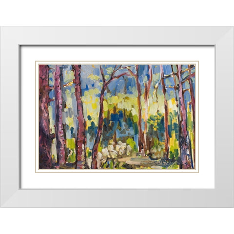 Brushy Treeline I White Modern Wood Framed Art Print with Double Matting by Ferrell, Erin McGee