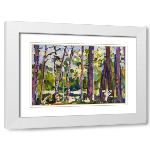 Brushy Treeline II White Modern Wood Framed Art Print with Double Matting by Ferrell, Erin McGee