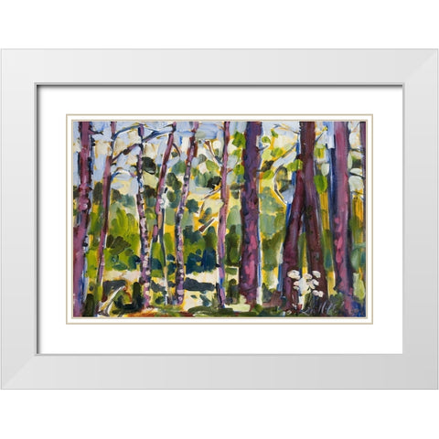 Brushy Treeline II White Modern Wood Framed Art Print with Double Matting by Ferrell, Erin McGee
