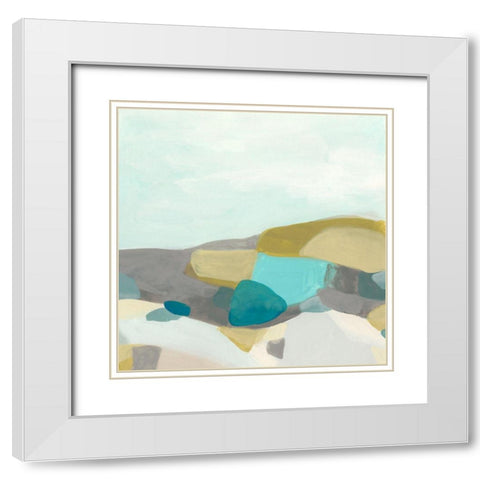 Fieldscape Vista I White Modern Wood Framed Art Print with Double Matting by Vess, June Erica