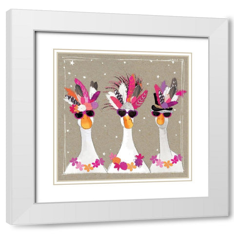 Fancy Pants Bird III White Modern Wood Framed Art Print with Double Matting by Gower, Hammond