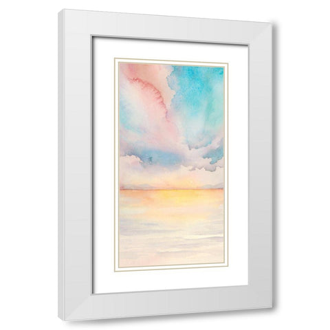 Sea Sunset Triptych II White Modern Wood Framed Art Print with Double Matting by Popp, Grace
