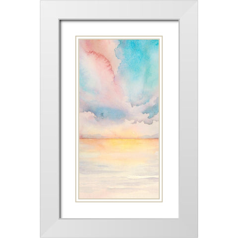 Sea Sunset Triptych II White Modern Wood Framed Art Print with Double Matting by Popp, Grace
