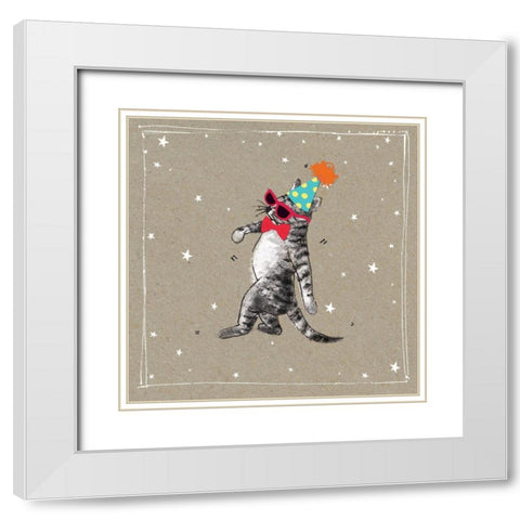 Fancypants Cats II White Modern Wood Framed Art Print with Double Matting by Gower, Hammond