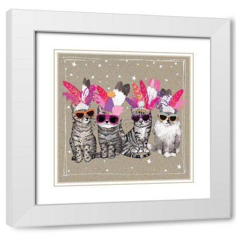 Fancypants Cats VI White Modern Wood Framed Art Print with Double Matting by Gower, Hammond