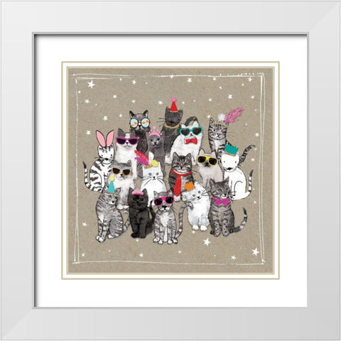 Fancypants Cats VII White Modern Wood Framed Art Print with Double Matting by Gower, Hammond