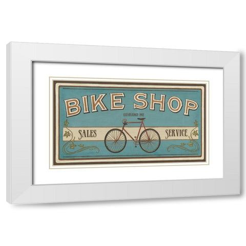 Custom Bike Shop I White Modern Wood Framed Art Print with Double Matting by Vess, June Erica