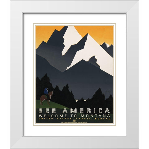 Custom See America VI White Modern Wood Framed Art Print with Double Matting by Studio W