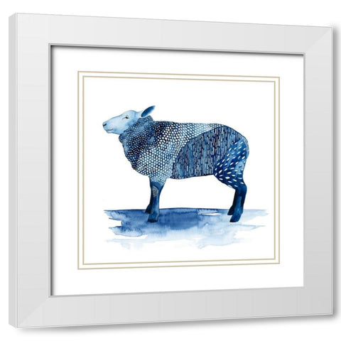 Cobalt Farm Animals III White Modern Wood Framed Art Print with Double Matting by Popp, Grace