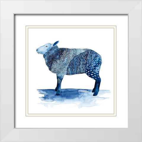 Cobalt Farm Animals III White Modern Wood Framed Art Print with Double Matting by Popp, Grace