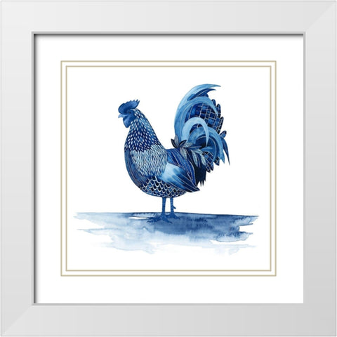Cobalt Farm Animals IV White Modern Wood Framed Art Print with Double Matting by Popp, Grace
