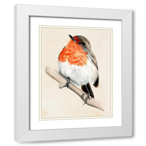 Little Bird on Branch IV White Modern Wood Framed Art Print with Double Matting by Parker, Jennifer Paxton