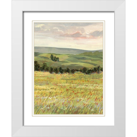 Morning Meadow I White Modern Wood Framed Art Print with Double Matting by Borges, Victoria