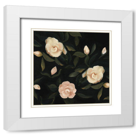 Evening Gardenias I White Modern Wood Framed Art Print with Double Matting by Scarvey, Emma